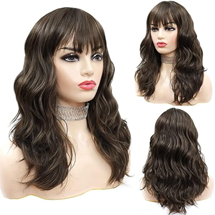 DILLARDS X-Tress Bob Wig Black 45 Cm Women's Wig With Charming Fringe Black Wig For Girls Hair Curly Wig With Rubber Cap Comfortable To Wear (Brown) - Image 4